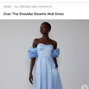 New York & Company Blue Asymmetrical Pleated Gown